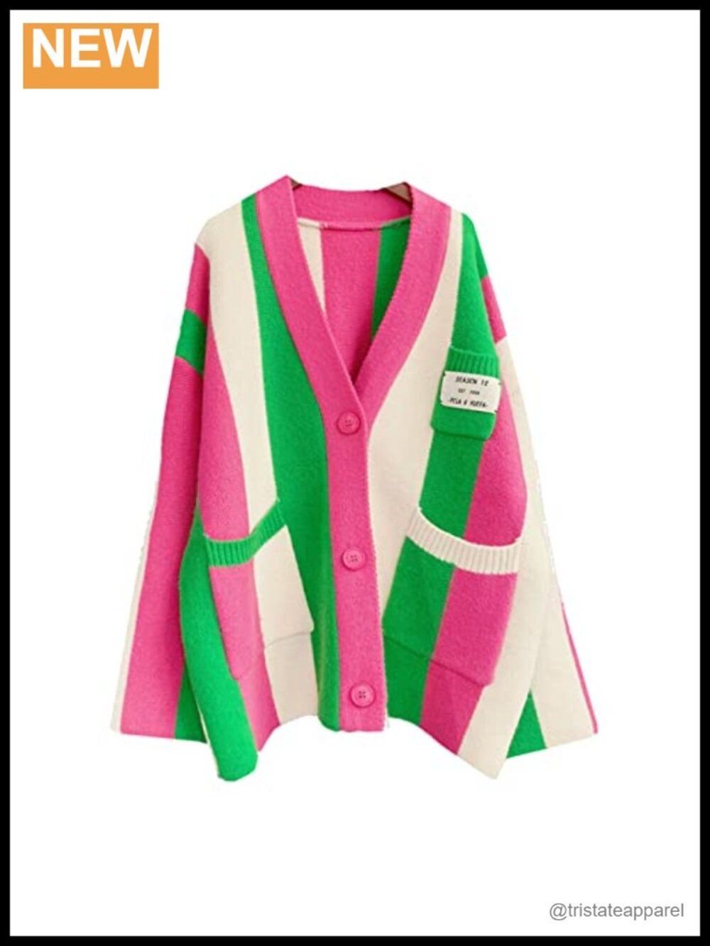 Women's Long Sleeve Cable Knit Cardigan Sweater Colorful Striped Boho Open